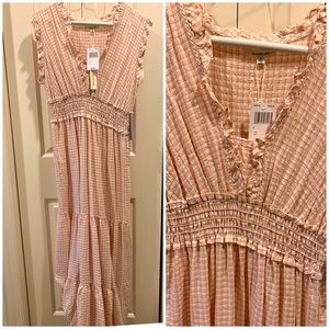 NWT Max Studio Pink Plaid Maxi Dress Size Small